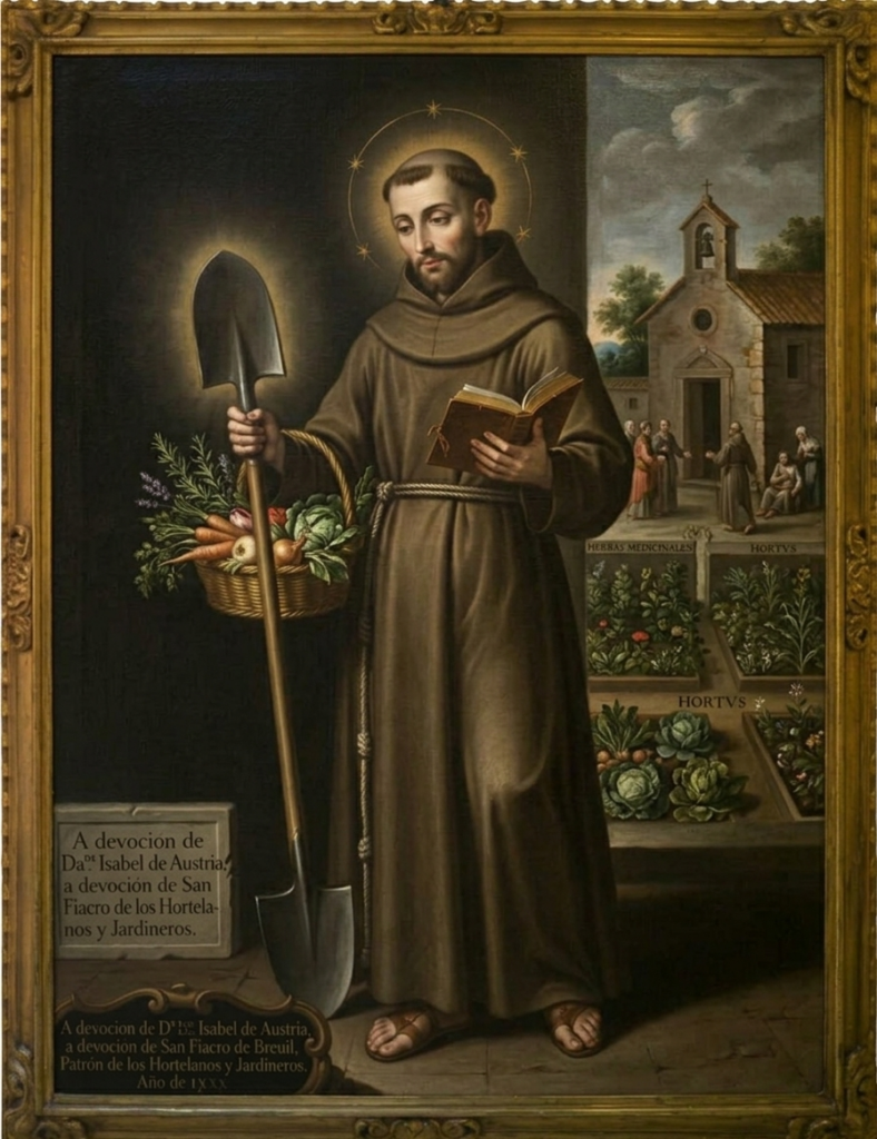 Cuadro de San Fiacro de Breuil santo patrono de las enfermedades y dolencias