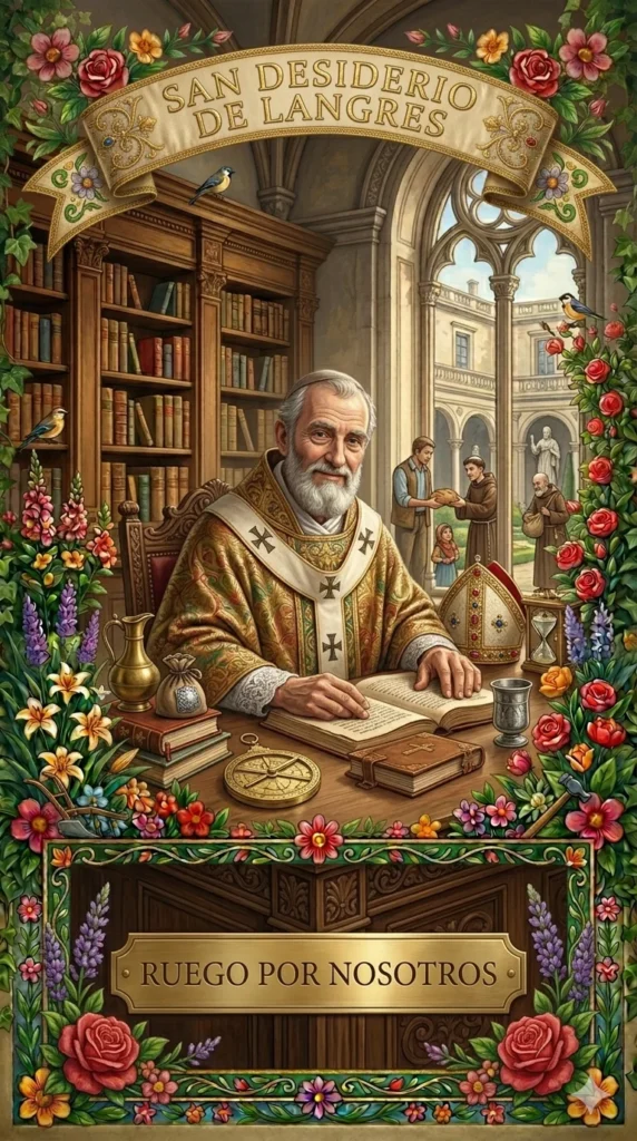 Estampa San Desiderio de Langres Vidas Santas