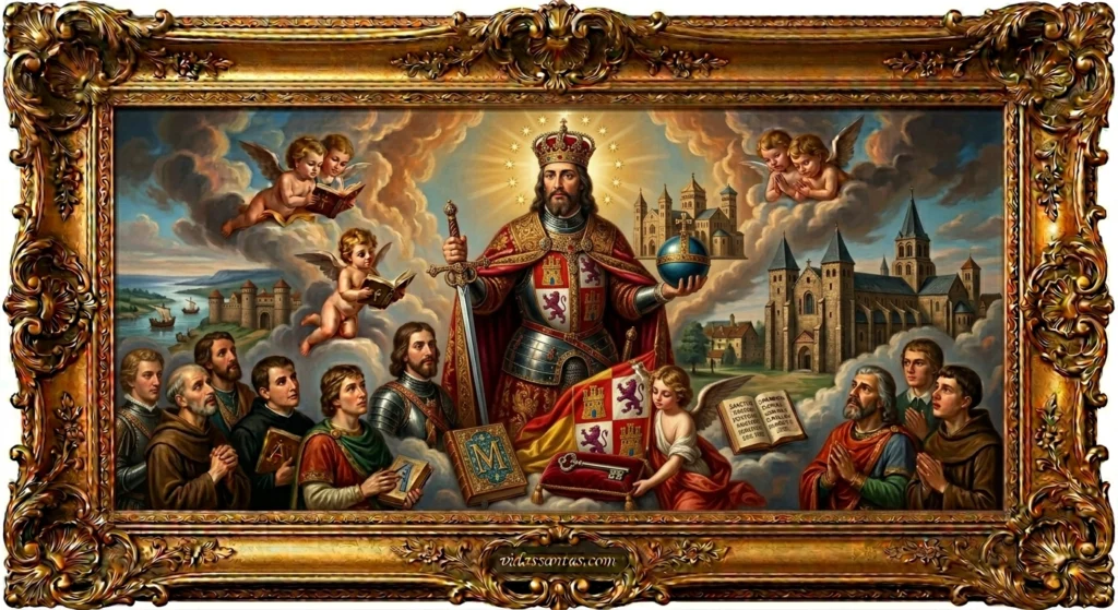Cuadro con oración de San Fernando rey, santoral del 30 de mayo