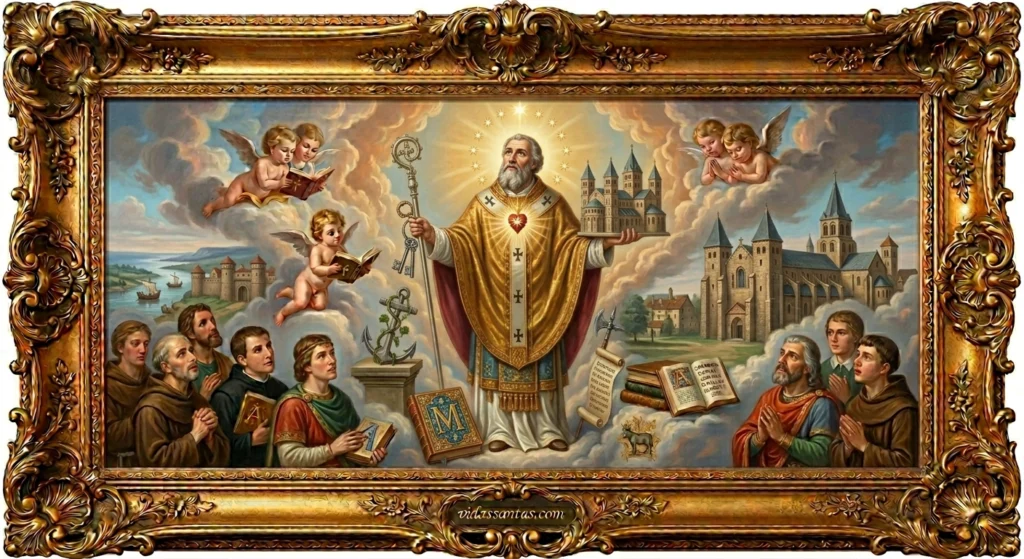 Estampa religiosa con oración de San Maximino de Tréveris, santoral del 29 de mayo